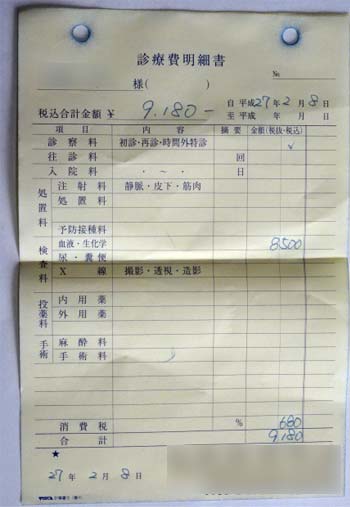 猫　血液検査診療費